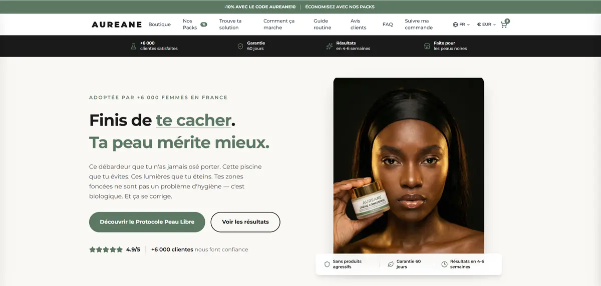 My Aureane — Landing page