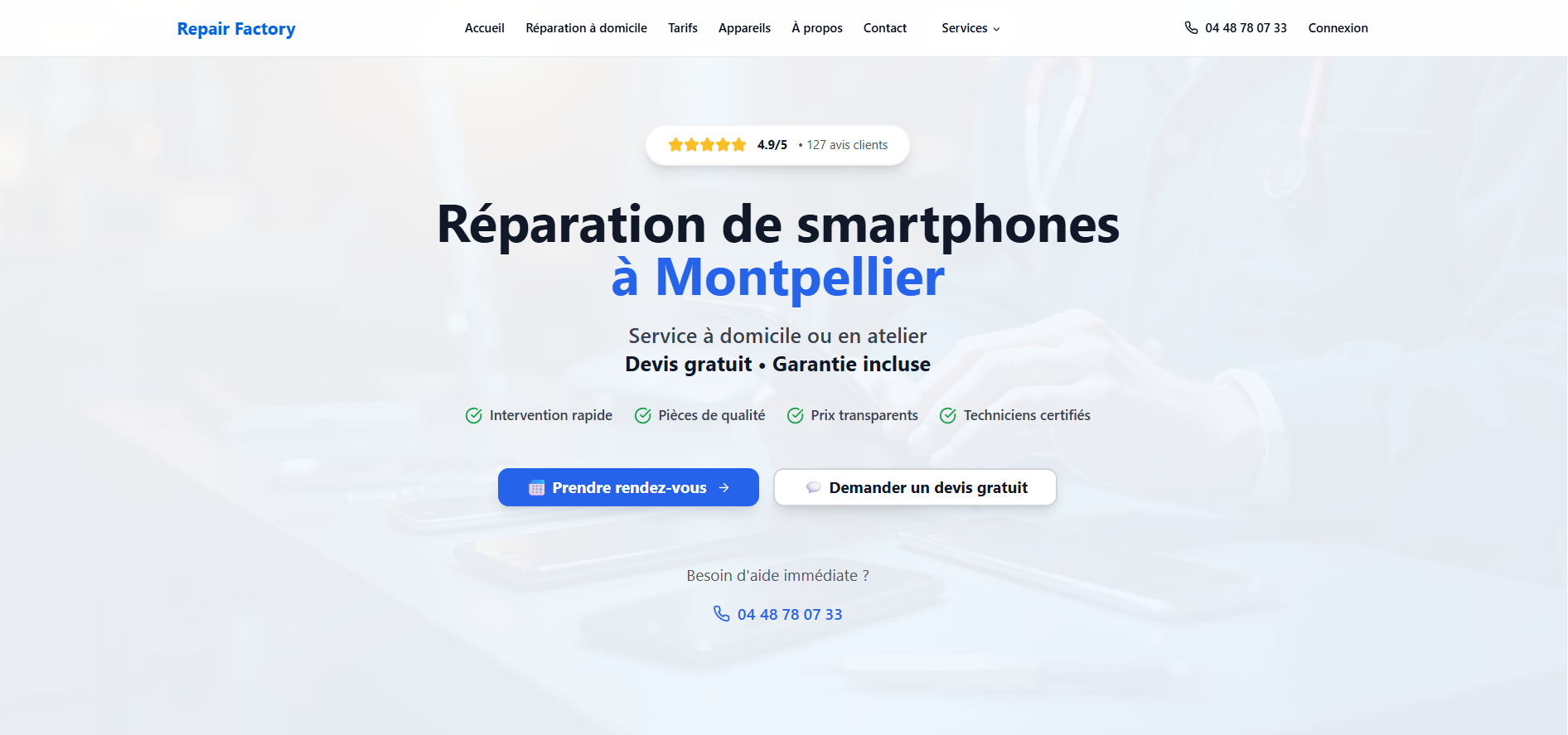 Repair Factory — Landing page
