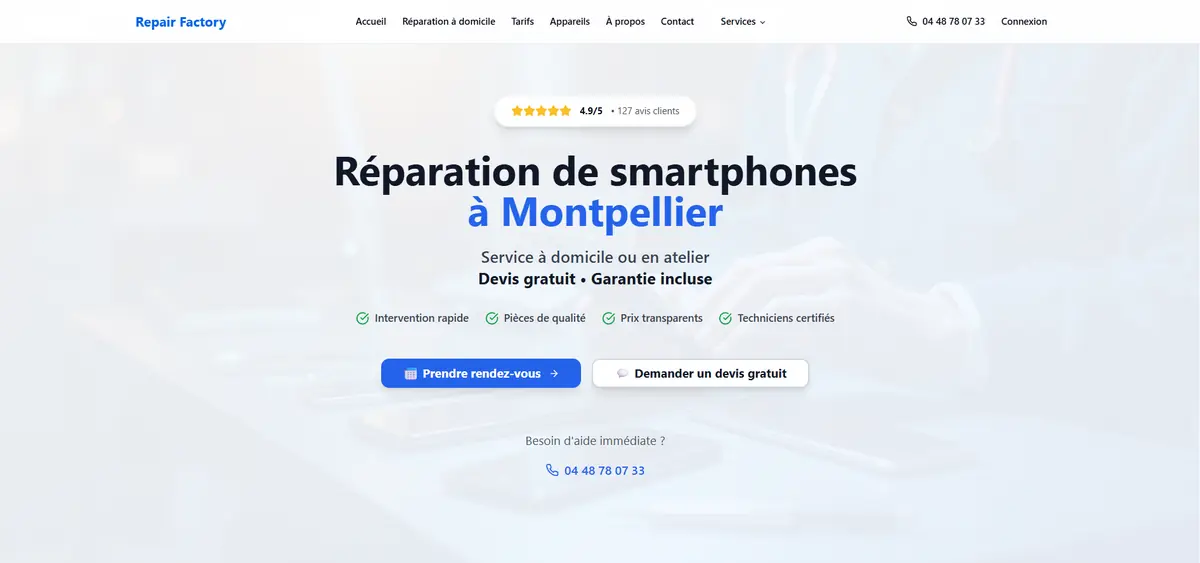 Repair Factory — Landing page
